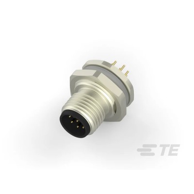 TE Connectivity Industrial Circular Connector 8 Contacts Front Mount Plug Male Nylon IP67 30V 2A Solder T4132012081-000