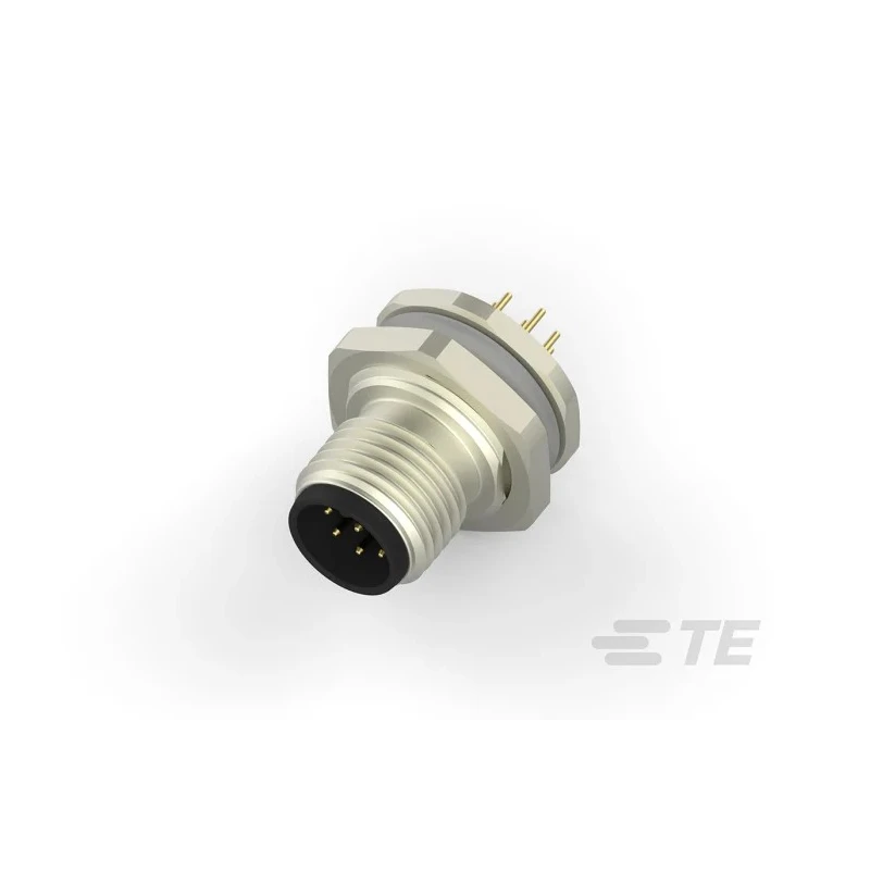 TE Connectivity Industrial Circular Connector 8 Contacts Front Mount Plug Male Nylon IP67 30V 2A Solder T4132012081-000