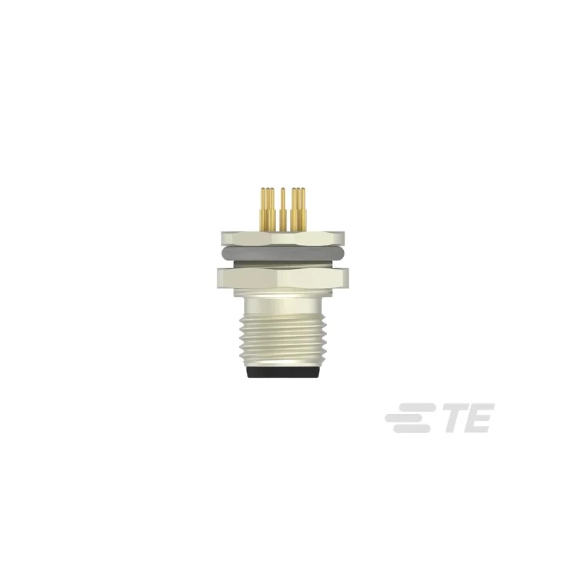 TE Connectivity Industrial Circular Connector 8 Contacts Front Mount Plug Male Nylon IP67 30V 2A Solder T4132012081-000
