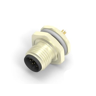 TE Connectivity Industrial Circular Connector, 12 Contacts, Rear Mount, M12 Size, Plug Male, IP67, Angled T4130012121-000