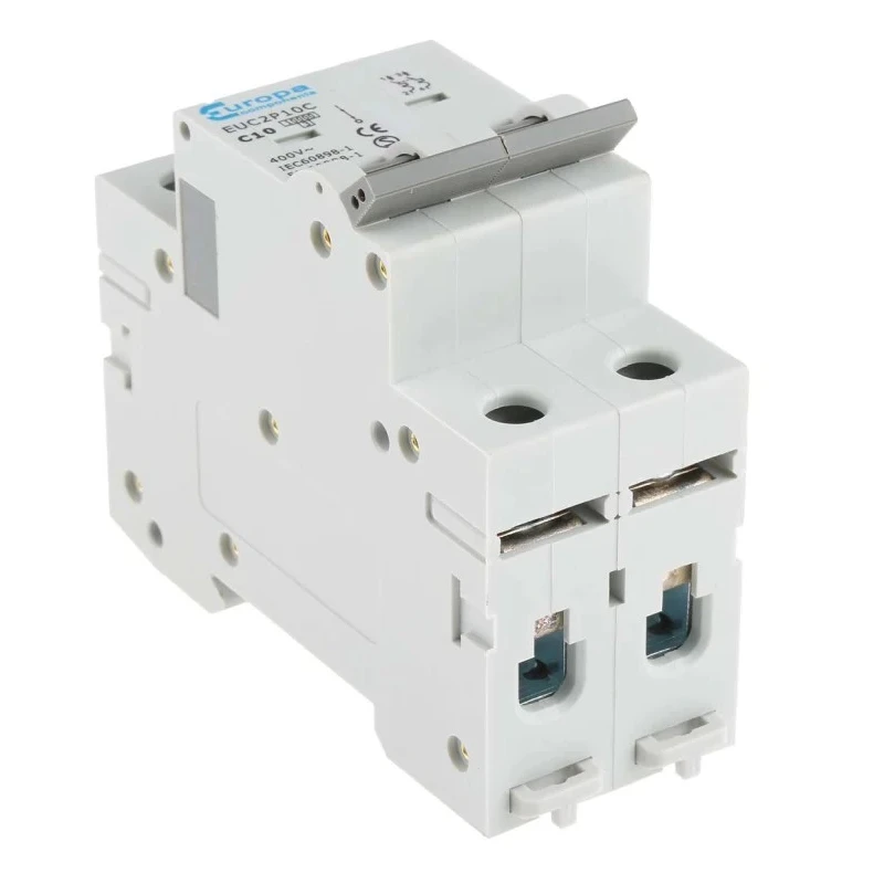 Europa Miniature Circuit Breaker 2-Pole 10A Type C 400V AC 10 kA Breaking Capacity EUC2P