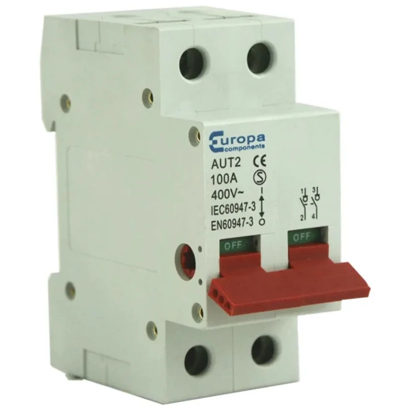 Europa 2-Pole DIN Rail Isolator Switch 1 Phase 415V AC 63A 15kW IP20 