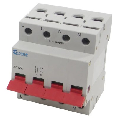 Europa 4-Pole DIN Rail Isolator Switch IP20, 100A, 15 kW 