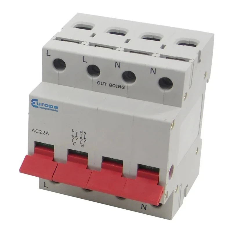 Europa 4-Pole DIN Rail Isolator Switch IP20, 100A, 15 kW 