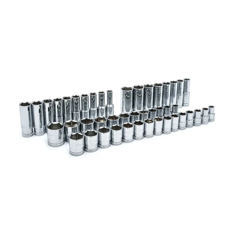 GearWrench 49-Piece 1/2 in 6 Point Socket Set Alloy Steel Chrome Finish 80700P