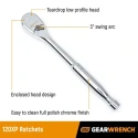 GearWrench 3/8 Inch Drive 120XP Teardrop Chrome Ratchet with Contoured Handle, 8.38in Overall Length 81211P