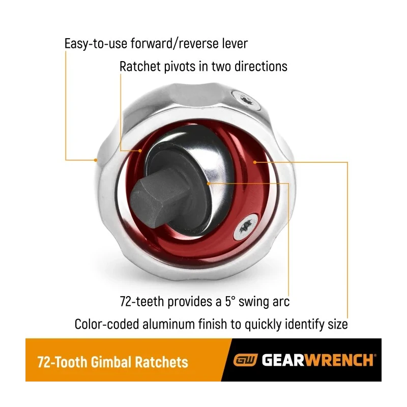 GearWrench 9.53 mm Finger Control Gimbal Ratchet Handle Alloy Steel Anodised Aluminium 81270