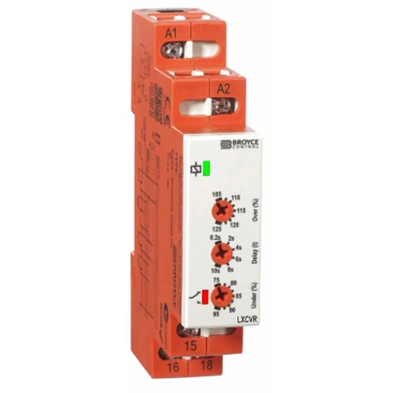 Broyce Control Monitoring Relay, 1 Phase, 110/240 V AC Monitor Range, SPDT Contact, DIN Rail Mount, 25 V AC Supply LXCVR 115V