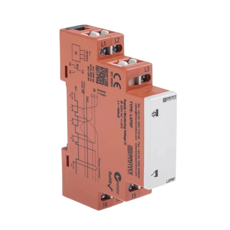 Broyce Control Monitoring Relay 3 Phase 280-520VAC 8A SPDT DIN Rail Mount LXPRF 280-520VAC