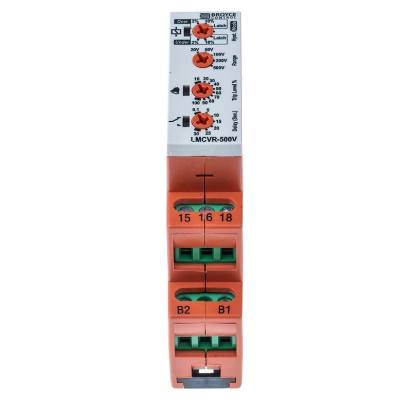 Broyce Control Monitoring Relay 3 Phase 2 to 500 V AC/DC Monitor Range SPDT DIN Rail Mount 230V AC LMCVR-500V 24-230VAC/DC