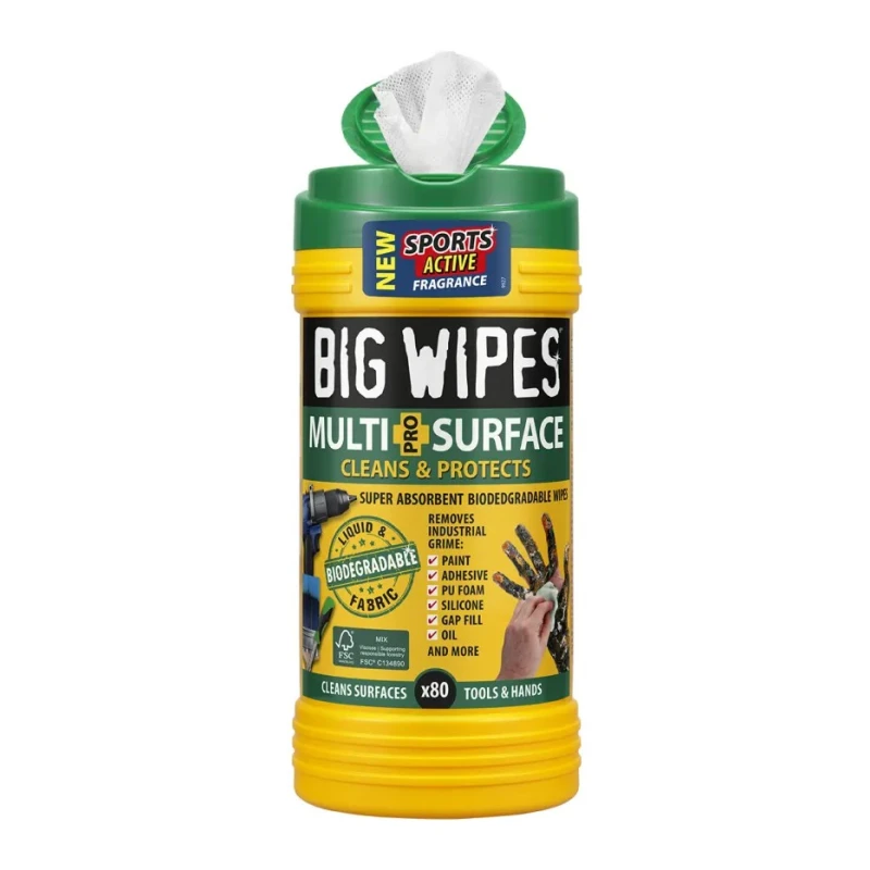 RS PRO Multi-Surface Pro Wet Biodegradable Wipes Tub 200 x 300 mm 80 Per Pack 2440