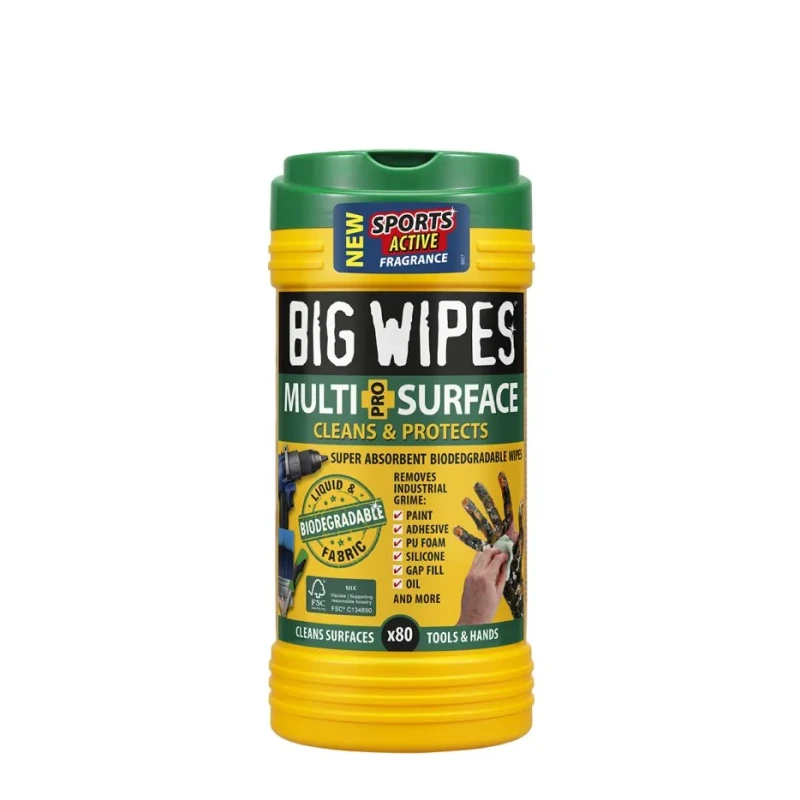 RS PRO Multi-Surface Pro Wet Biodegradable Wipes Tub 200 x 300 mm 80 Per Pack 2440