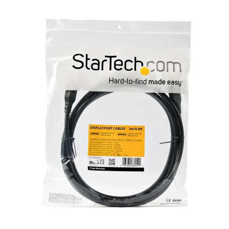 StarTech.com Male DisplayPort to Male DisplayPort Cable, Polyvinyl Chloride Jacket, 3 m DP14MM3M