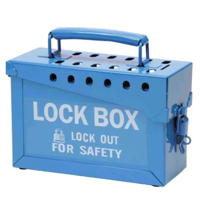 Brady Powder Coated Steel Lockout Station Blue with 13 Lock Capacity METAL LOCK BOX, 13 LOCK, BLUE