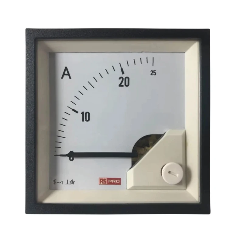 RS PRO Analogue Panel Ammeter 25 A AC, 68 mm x 68 mm, 1% Moving Iron 186-2439