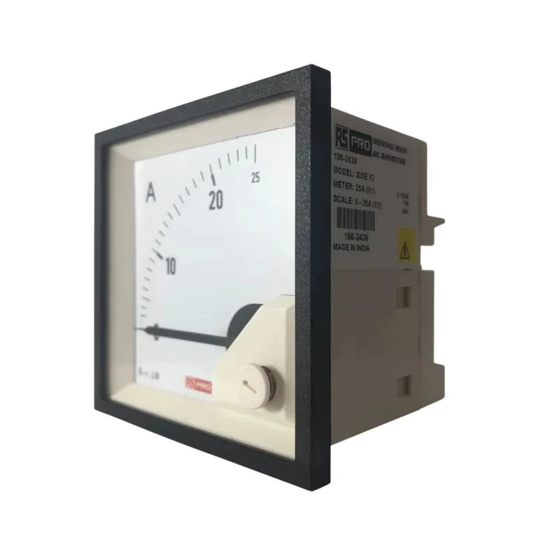 RS PRO Analogue Panel Ammeter 25 A AC, 68 mm x 68 mm, 1% Moving Iron 186-2439
