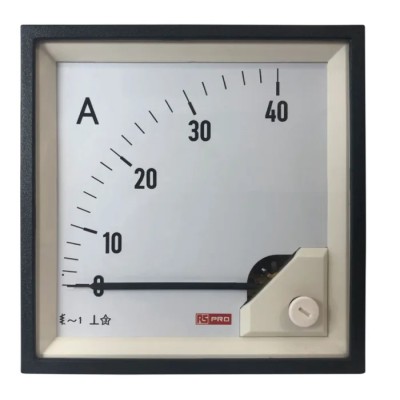 RS PRO Analogue Panel Ammeter 40 A AC, 92 mm x 92 mm, 1 % Accuracy Moving Iron 186-2461