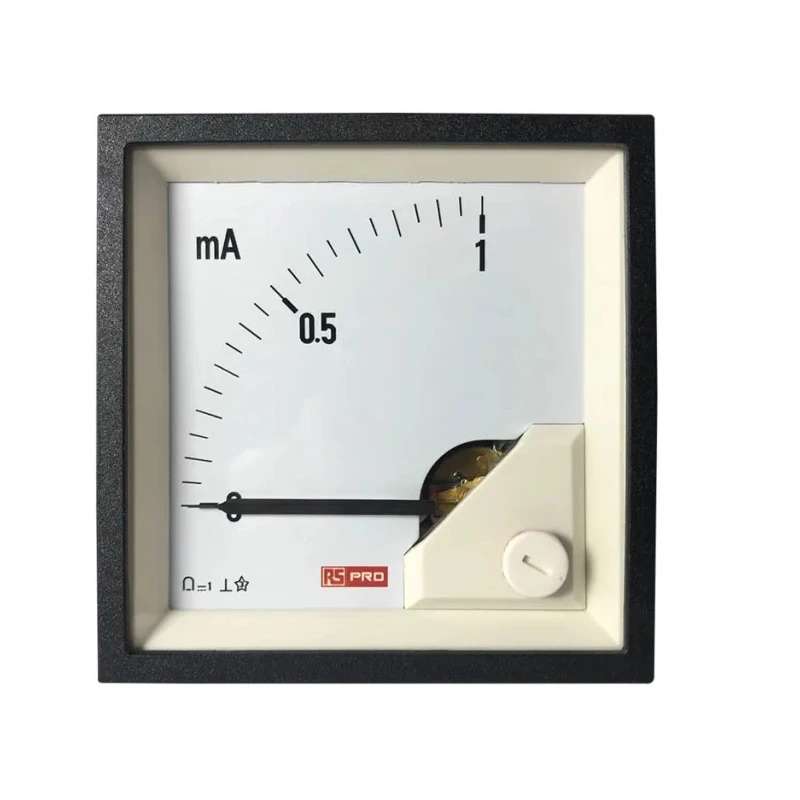 RS PRO Analogue Panel Ammeter 1 mA DC, 68 mm x 68 mm, 1 % Moving Coil 186-2487
