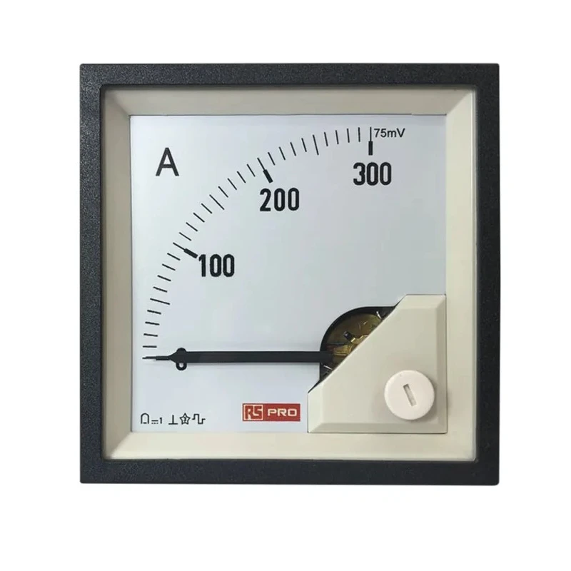 RS PRO Analogue Panel Ammeter 300 A DC, 68 mm x 68 mm, 1 % Moving Coil 186-2493
