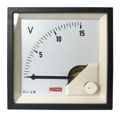 RS PRO Analogue Panel Ammeter DC 68mm x 68mm Cutout with Knife-Edge Pointer 186-2495