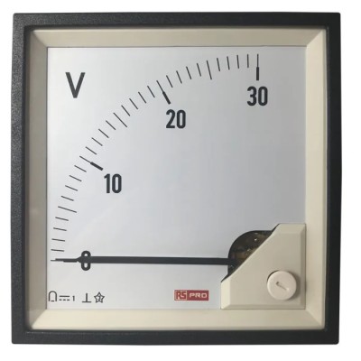 RS PRO Analogue Panel Ammeter DC 92mm x 92mm Cutout 1% Accuracy 15mV to 600VDC 186-2509