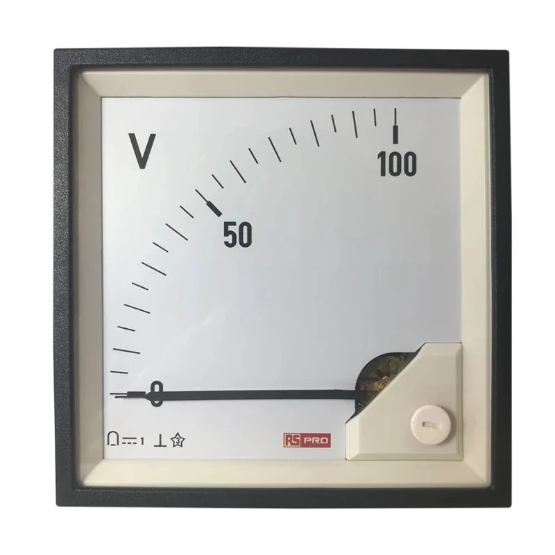 RS PRO Analogue DC Voltmeter Panel Meter 92mm x 92mm Cutout 15mV to 600VDC Accuracy 1% 186-2511