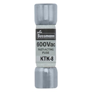 Eaton Cartridge Fuse 8A Fast Acting Melamine Body 600V AC 10 x 38 mm KTK-8