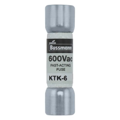 Eaton 6A Fast Acting Melamine Cartridge Fuse 10 x 38 mm 600V AC KTK-6