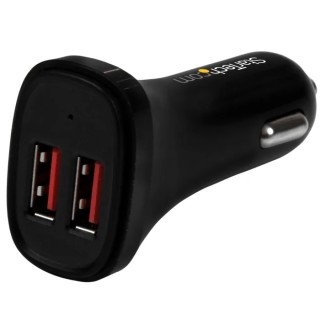 StarTech.com 2-Port USB Car Charger 24W Max Input 24V DC Output 5V DC 2.4A USB2PCARBKS
