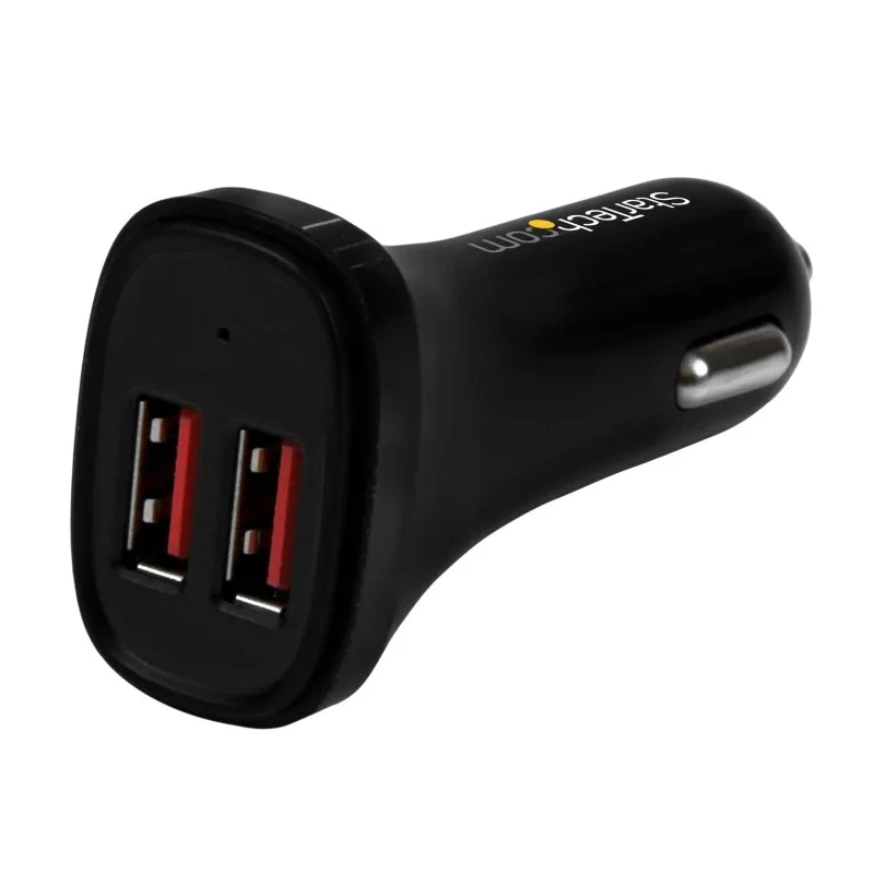 StarTech.com 2-Port USB Car Charger 24W Max Input 24V DC Output 5V DC 2.4A USB2PCARBKS