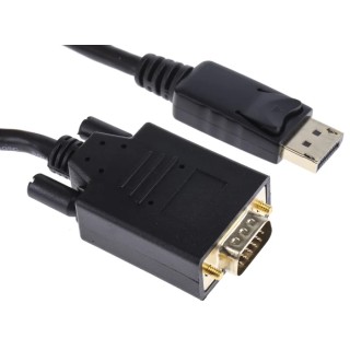 RS PRO Male DisplayPort to Male VGA Polyvinyl Chloride DisplayPort Cable 3 m 186-3039