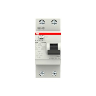 ABB Residual Current Circuit Breaker 63A 2-Pole 30 mA Type A 1 kA 230V AC FH200
