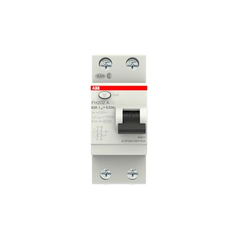 ABB Residual Current Circuit Breaker 63A 2-Pole 30 mA Type A 1 kA 230V AC FH200