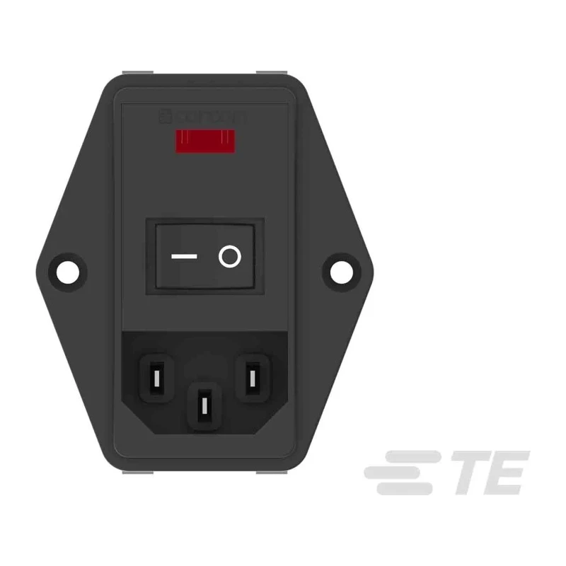 TE Connectivity IEC Power Line Filter Flange Mount 6A Current 115V/230V AC PE0S0DH6B