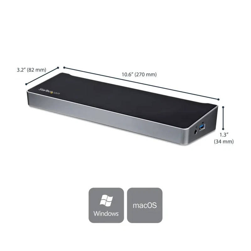 StarTech.com USB C Docking Station with Triple 4K Monitors Support, 5 USB 3.0 Ports, DisplayPort, HDMI, 60W DK30CH2DPPDU