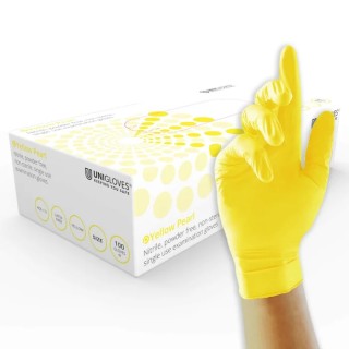 Reldeen Yellow Nitrile Disposable Gloves Food Safe 0.1 mm Thickness Size M G1182T22