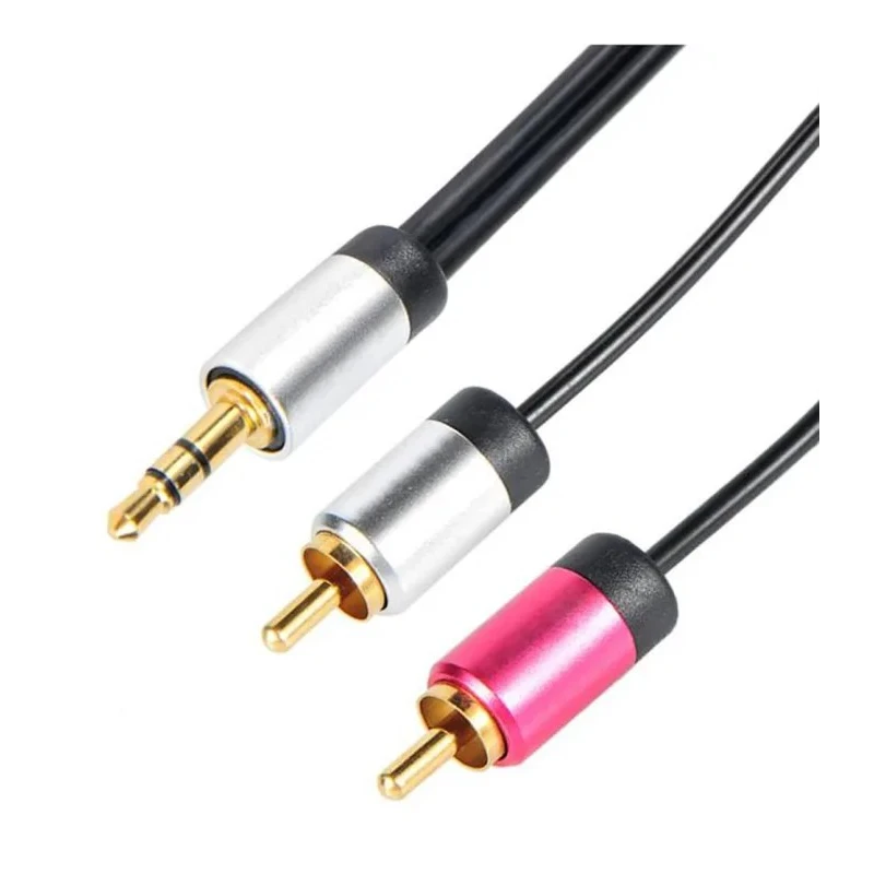 Cable Power Male 3.5 mm Stereo Jack to Male RCA Auxiliary Cable, Black, 1.5 m CPAL010-1.5M-RS
