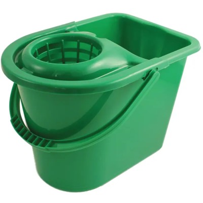 RS PRO 12L Plastic Green Mop Bucket with Handle and Detachable Wringer 237-1310