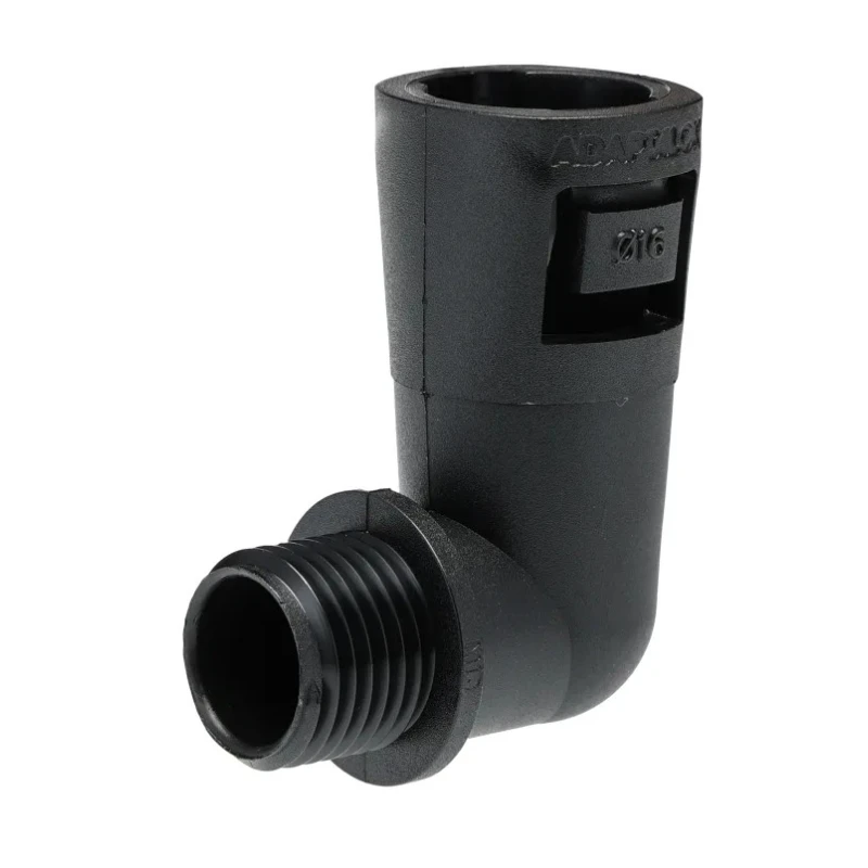 Adaptaflex Nickel Plated Conduit Fitting 16 mm Nominal Size, Polyamide 66, IP66 Rated, Black 7TCA296000R0361 AL16/M16/C90/BL