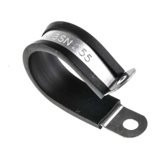 RS PRO Black Plated Steel Cable Clip P Clamp 25 mm Max Bundle Diameter Screw Fixing 186-5404