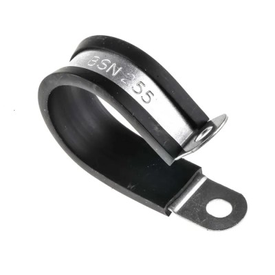 RS PRO Black Plated Steel Cable Clip P Clamp 25 mm Max Bundle Diameter Screw Fixing 186-5404