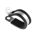 RS PRO Black Plated Steel Cable Clip P Clamp 25 mm Max Bundle Diameter Screw Fixing 186-5404