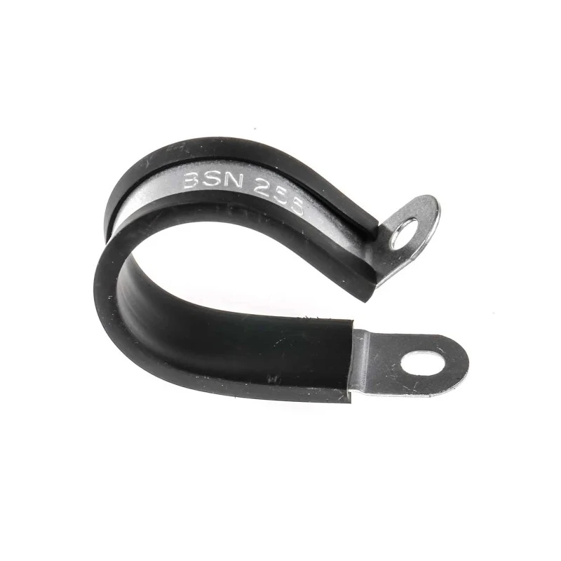 RS PRO Black Plated Steel Cable Clip P Clamp 25 mm Max Bundle Diameter Screw Fixing 186-5404