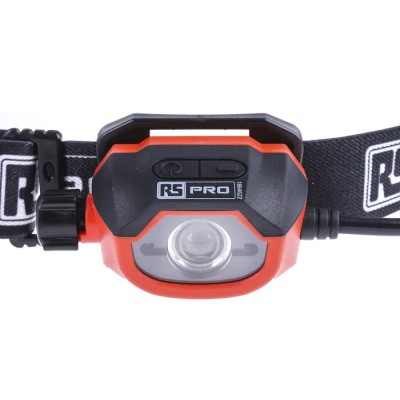 RS PRO Rechargeable LED Head Torch 450 Lumen, IPX5 Water Resistant, 67mm Diameter 186-4622