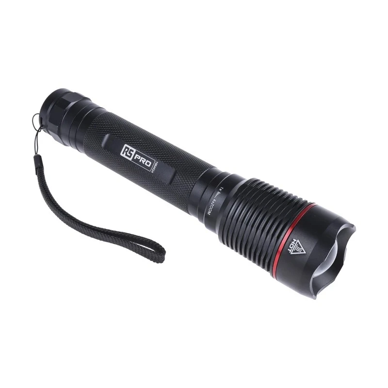 RS PRO High Power Waterproof LED Torch Black 2600 lm, 240 mm, Aluminium Housing, IP67 Protection 186-4624