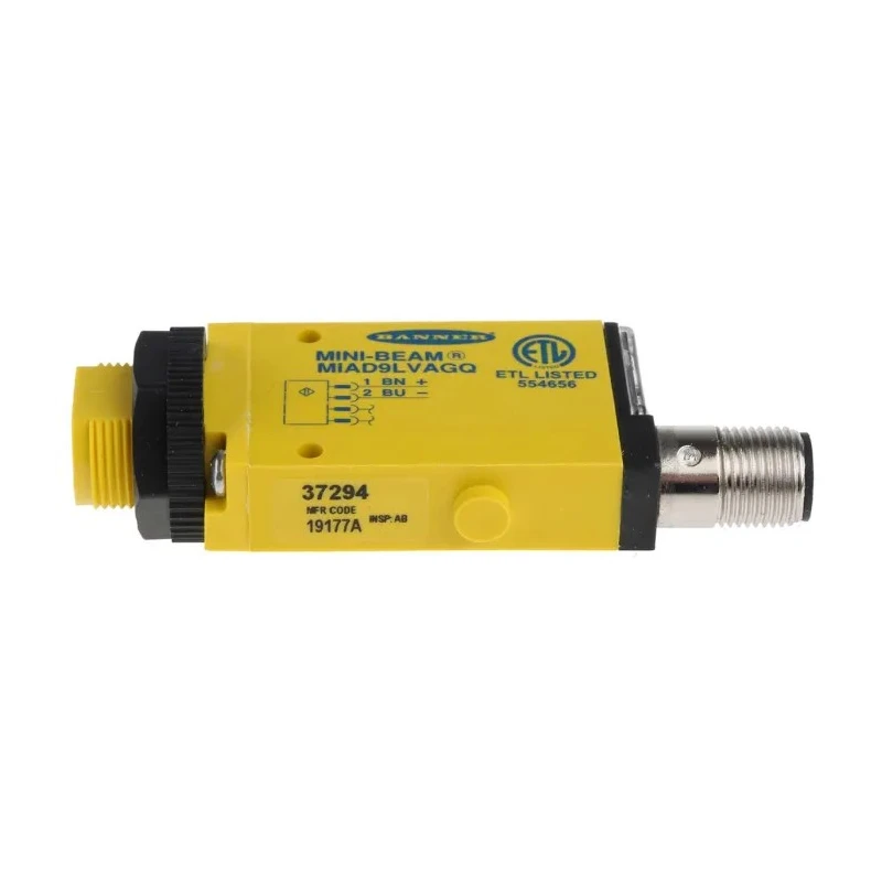 Banner Retroreflective Photoelectric Sensor Block, 2 m Detection Range, IP67, M12 Connector, LED Light Source MIAD9LVAGQ