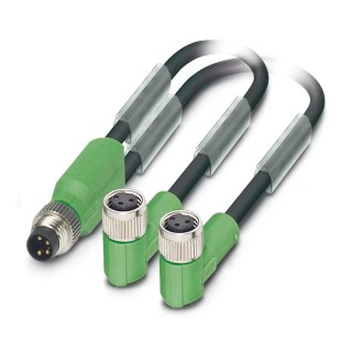 Phoenix Contact Sensor Actuator Cable M8 3-Position, Straight Male to Angled Female Connectors, 3 m, Polyurethane 1458732