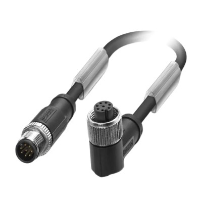 Phoenix Contact Sensor Actuator Cable Male 8 way M12 to Female 8 way M12, 3 m, Polyurethane Jacket, Black, 30V, IEC 1523049