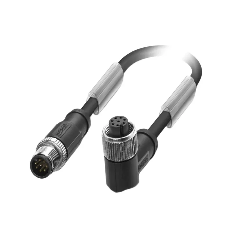 Phoenix Contact Sensor Actuator Cable Male 8 way M12 to Female 8 way M12, 3 m, Polyurethane Jacket, Black, 30V, IEC 1523049