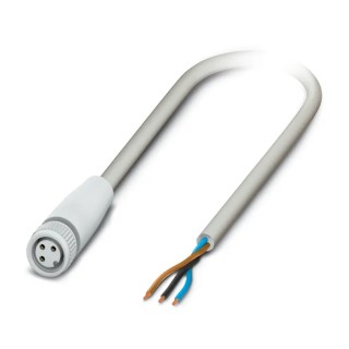 Phoenix Contact Sensor Actuator Cable Female 3 Way M8 to 3 Way Unterminated, 10m Length, PP-EPDM Jacket, Grey, 60V 1406480